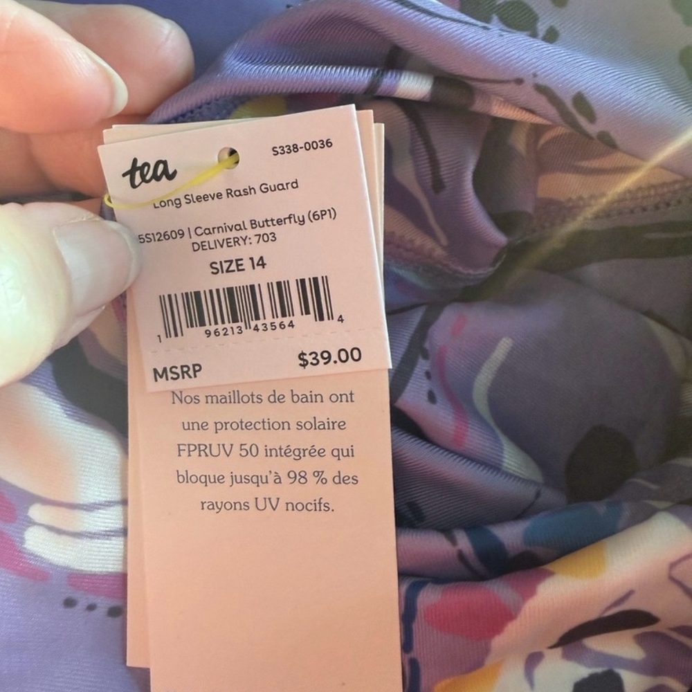 SOLD Tea Collection Long Sleeve Rash Guard size 14 - Picture 2 of 5